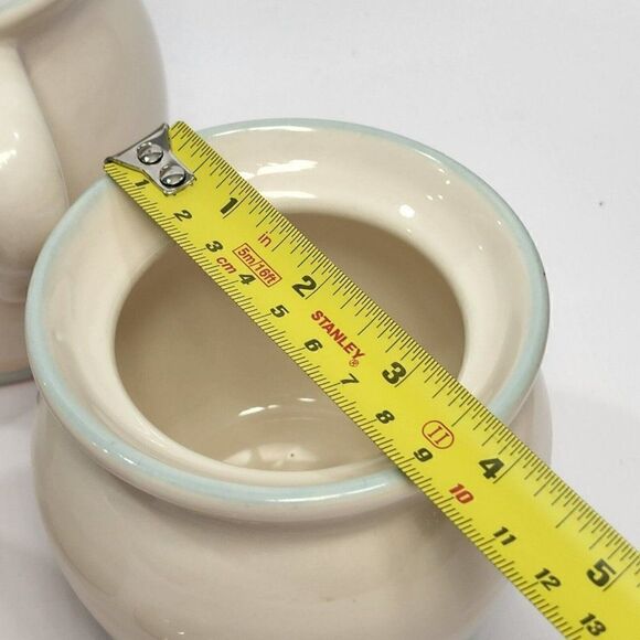 4pc Vtg Aura by Pfaltzgraff, Stoneware Cream Pitcher & Sugar Bowl + 2 teacups - Picture 5 of 9